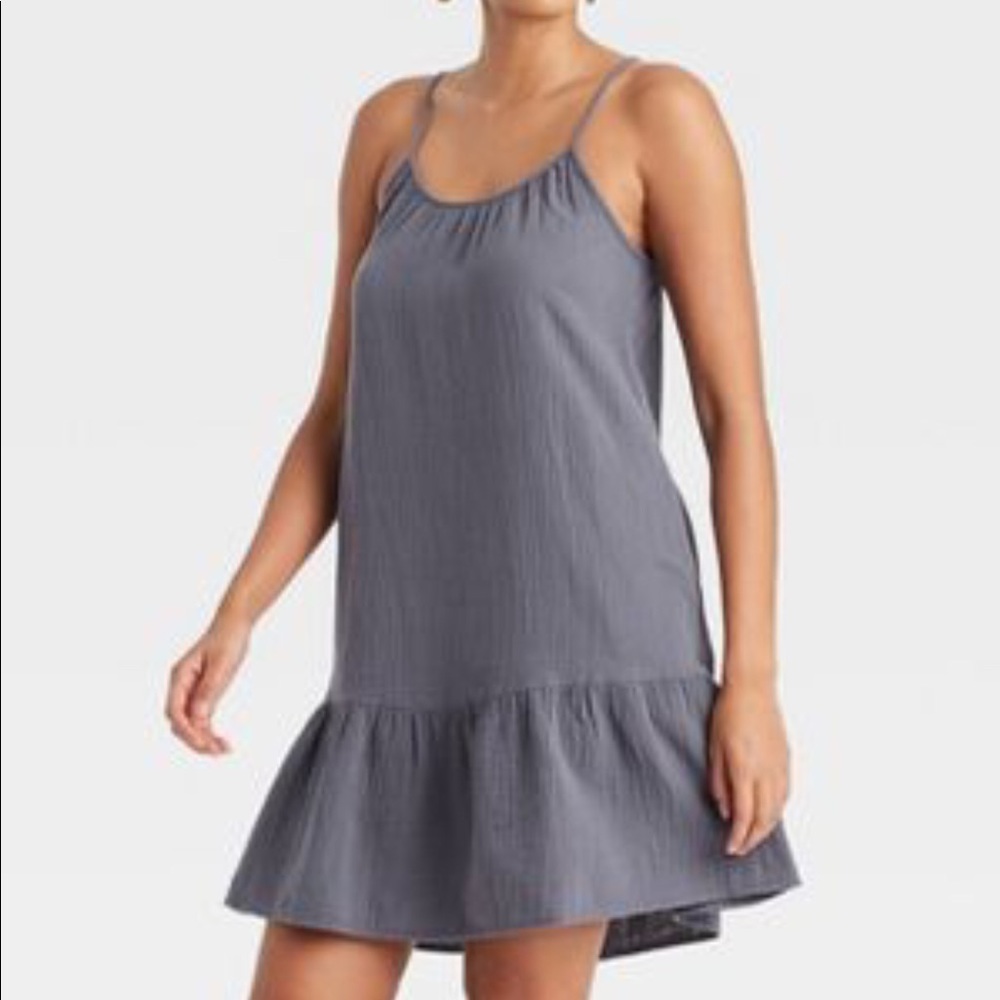 Gauze Mini Dress Grey